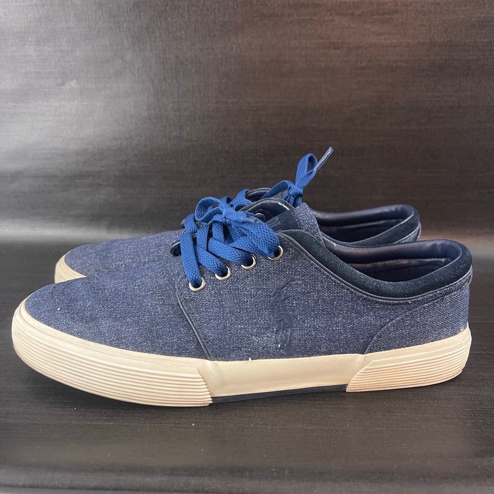 Polo Ralph Lauren Faxon Low Mens Size 9‎ Navy Blue Heathered Canvas Casual Shoes